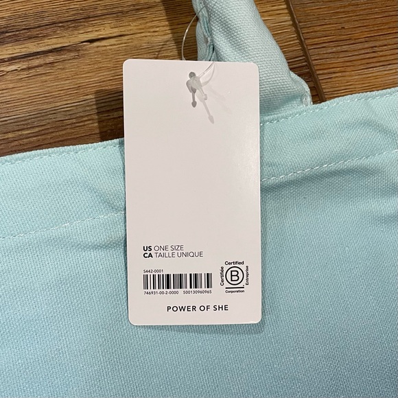 Athleta Tote Bag Blue Ombre Large Canvas Shopping Gym Bag Travel 19.5 X 13 NWT - Picture 5 of 5